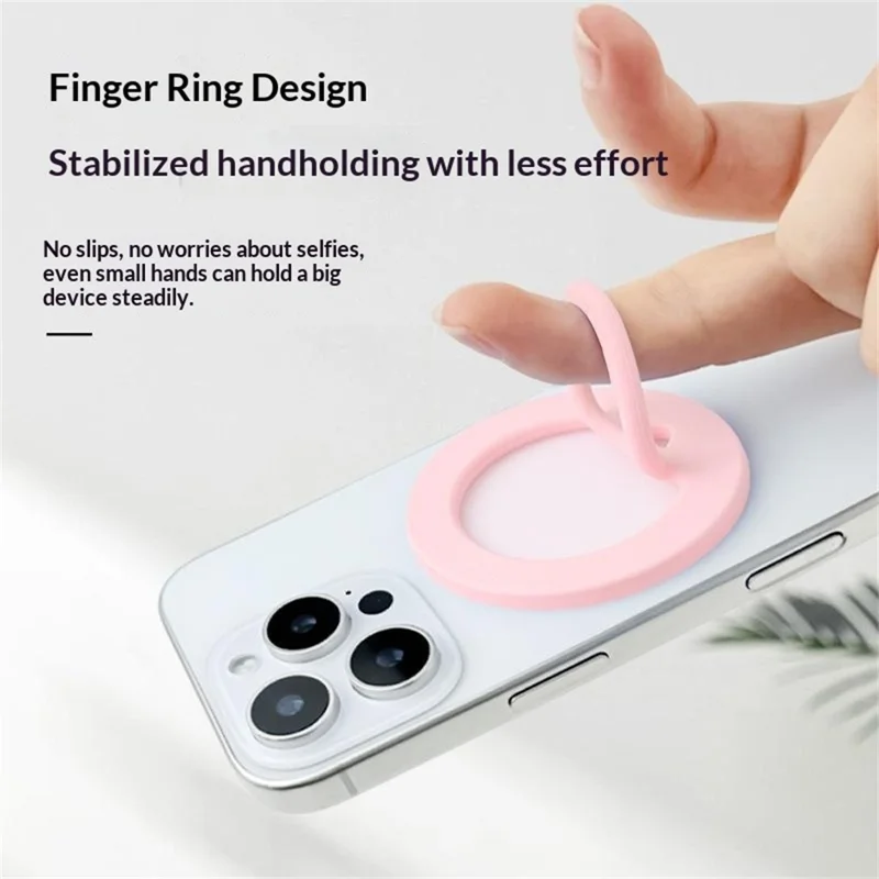 Liquid Silicone Magnetic Phone Ring Holder Anti Drop Phone Finger Grip - Black