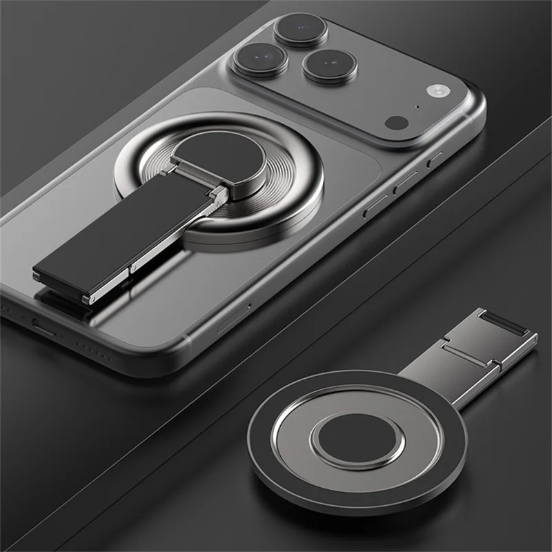 Zinc Alloy Magnetic Phone Ring Holder Kickstand 360 Degree Rotating Stand Multi Function Finger Grip - Black