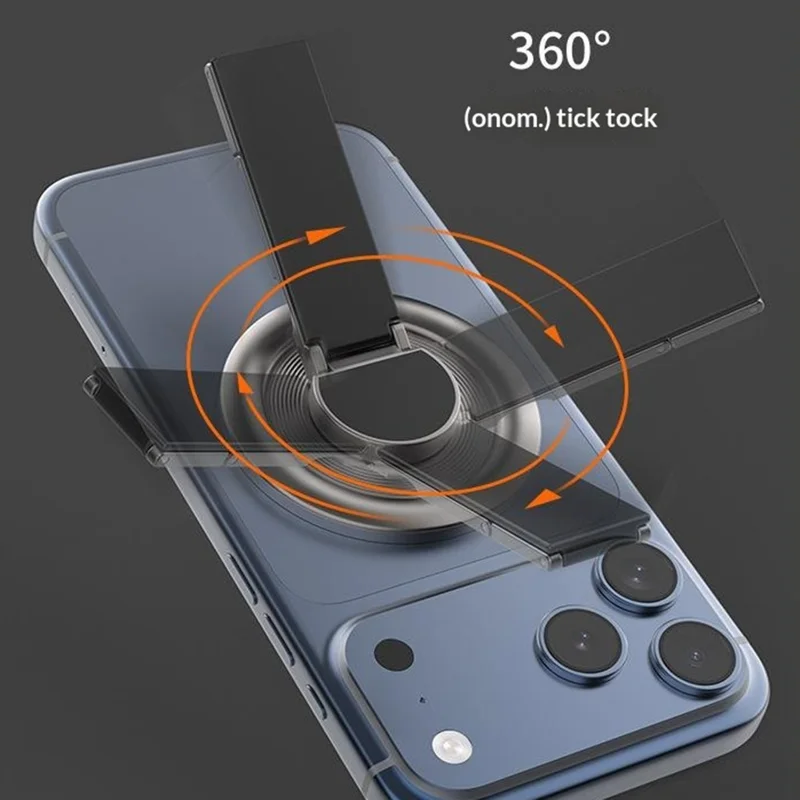 Zinc Alloy Magnetic Phone Ring Holder Kickstand 360 Degree Rotating Stand Multi Function Finger Grip - Black