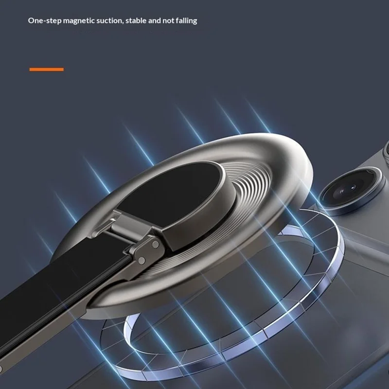 Zinc Alloy Magnetic Phone Ring Holder Kickstand 360 Degree Rotating Stand Multi Function Finger Grip - Black