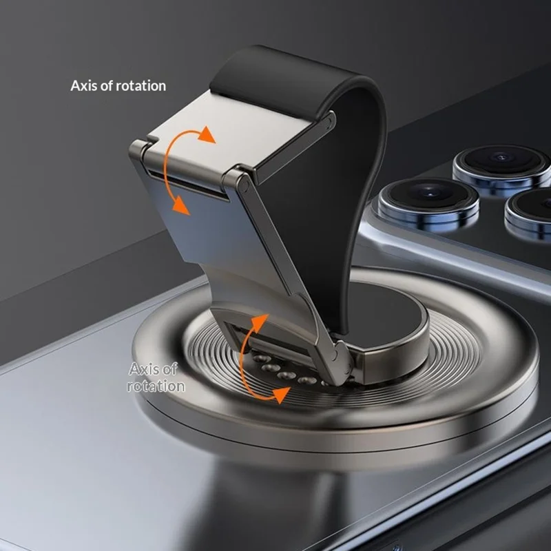 Zinc Alloy Magnetic Phone Ring Holder Kickstand 360 Degree Rotating Stand Multi Function Finger Grip - Black