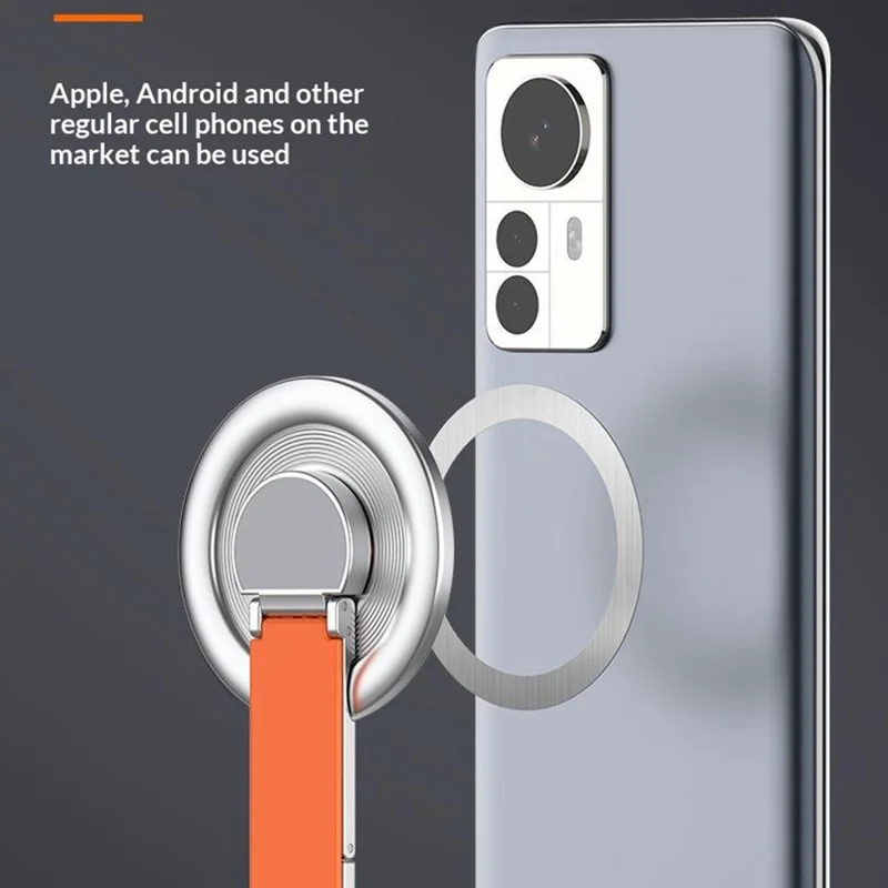 Zinc Alloy Magnetic Phone Ring Holder Kickstand 360 Degree Rotating Stand Multi Function Finger Grip - Black