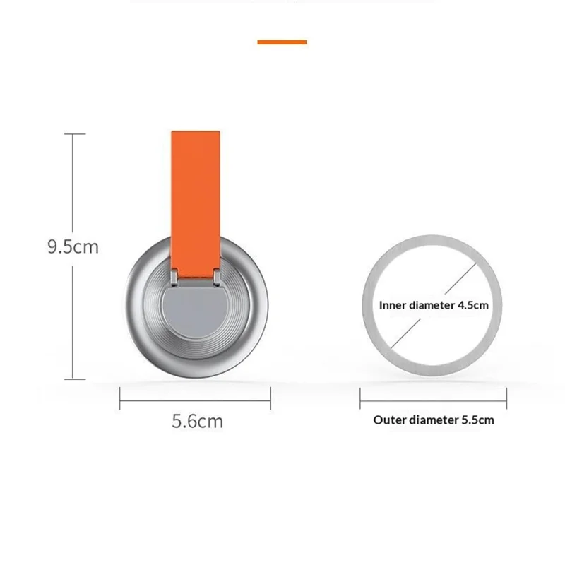 Zinc Alloy Magnetic Phone Ring Holder Kickstand 360 Degree Rotating Stand Multi Function Finger Grip - Black