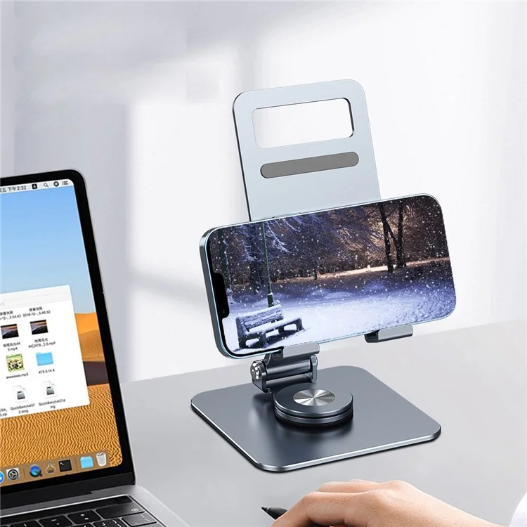 R-just HZ24 Universal Desktop Phone Mobile Tablet Tablet Bracket Rotalt Aluminium Allial - Gris Foncé