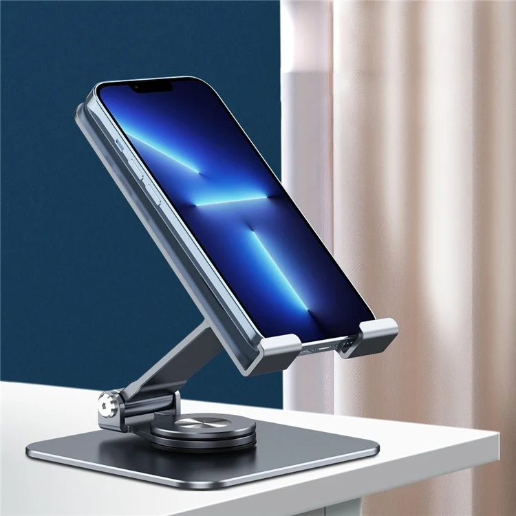 R-just HZ24 Universal Desktop Phone Mobile Tablet Tablet Bracket Rotalt Aluminium Allial - Gris Foncé