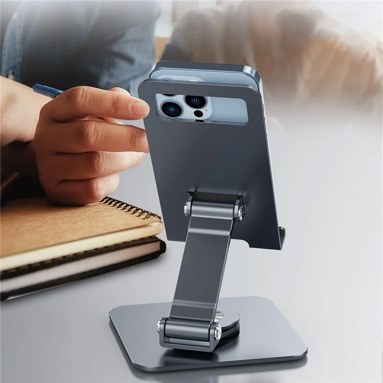 R-just HZ24 Universal Desktop Phone Mobile Tablet Tablet Bracket Rotalt Aluminium Allial - Gris Foncé