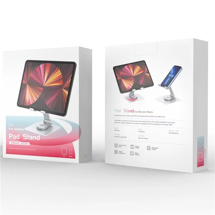 R-just HZ24 Universal Desktop Phone Mobile Tablet Tablet Bracket Rotalt Aluminium Allial - Gris Foncé