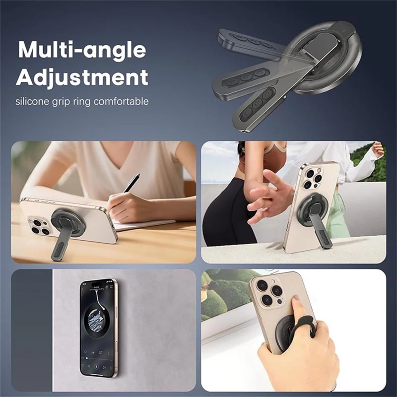 Magnetic Finger Ring Holder Kickstand 360 Degree Rotating Phone Grip Stand - Black