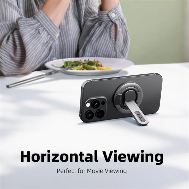 Magnetic Finger Ring Holder Kickstand 360 Degree Rotating Phone Grip Stand - Black