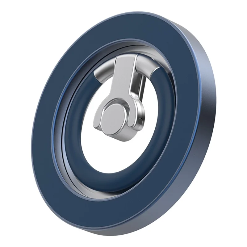 Magnetic Ring Holder 360 Degree Rotation Aluminium Alloy Silicone Foldable Phone Kickstand - Dark Blue