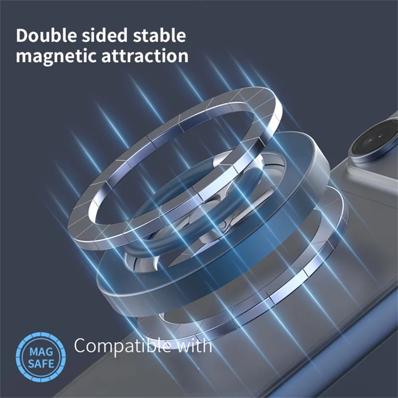 Magnetic Ring Holder 360 Degree Rotation Aluminium Alloy Silicone Foldable Phone Kickstand - Dark Blue