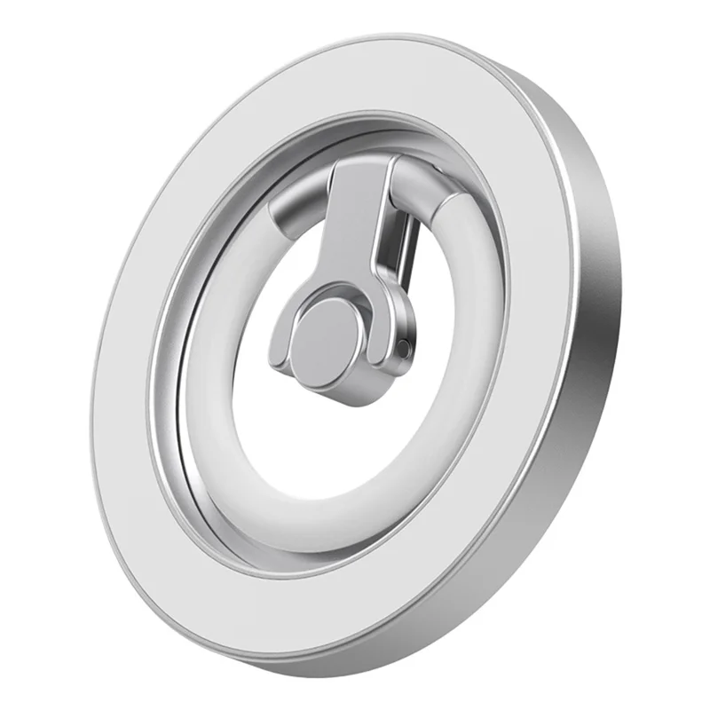 Support Téléphone Magnétique à Rotation 360°, Support Réglable en Alliage d'Aluminium et Silicone - Blanc