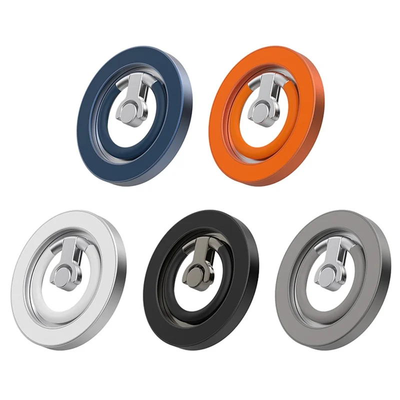 Support Téléphone Magnétique à Rotation 360°, Support Réglable en Alliage d'Aluminium et Silicone - Blanc