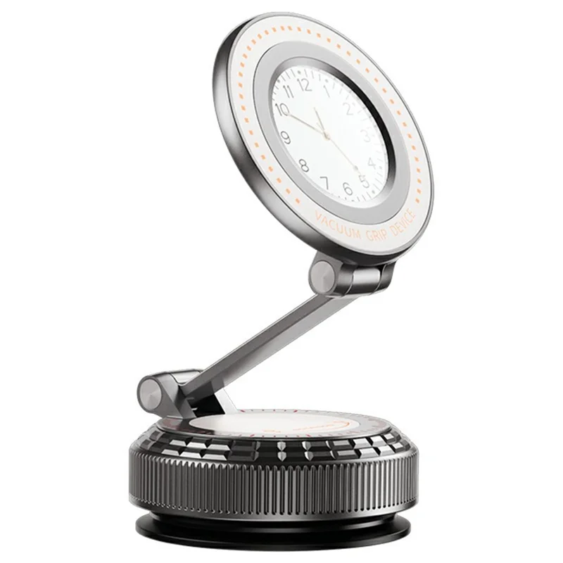 K10 Foldable Magnetic Phone Stand with Clock Adhesive Base 360 Degree Rotating Dashboard Cellphone Holder