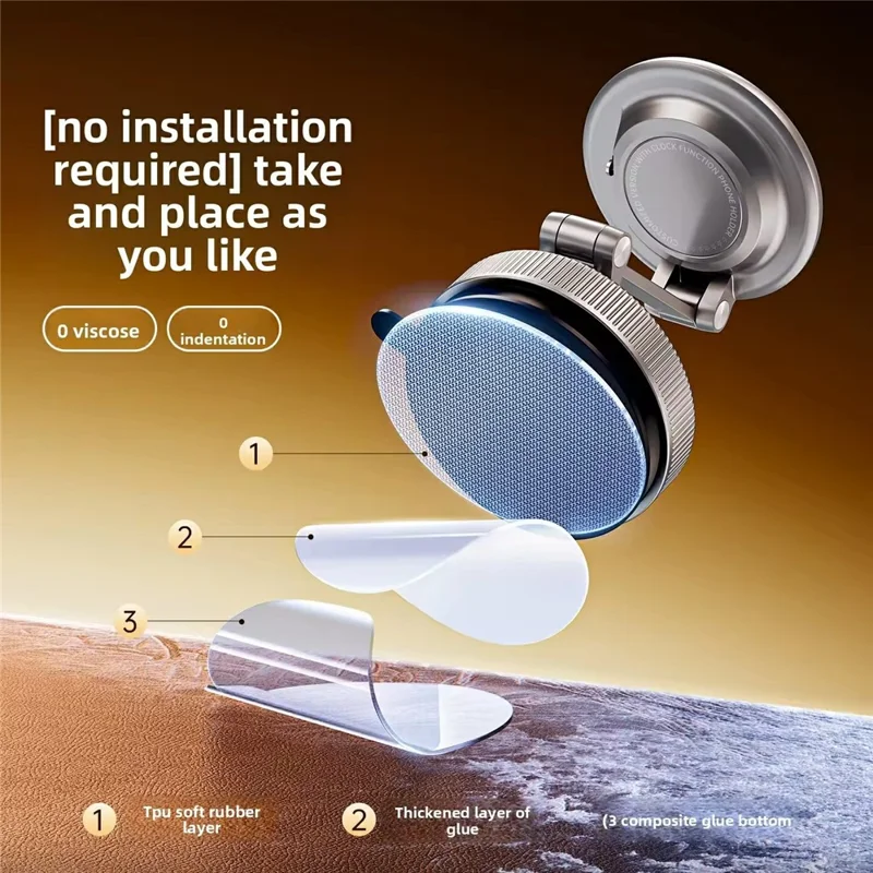 K10 Foldable Magnetic Phone Stand with Clock Adhesive Base 360 Degree Rotating Dashboard Cellphone Holder