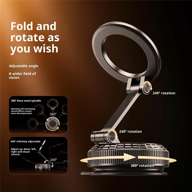 K09 Dashboard Suction Cup Car Phone Holder Magnetic Vacuum Mount Stand for Smartphones Navigation Support