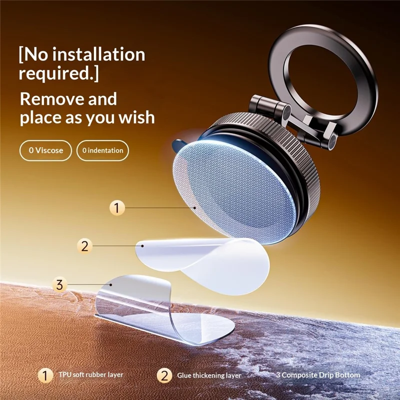 K09 Dashboard Suction Cup Car Phone Holder Magnetic Vacuum Mount Stand for Smartphones Navigation Support