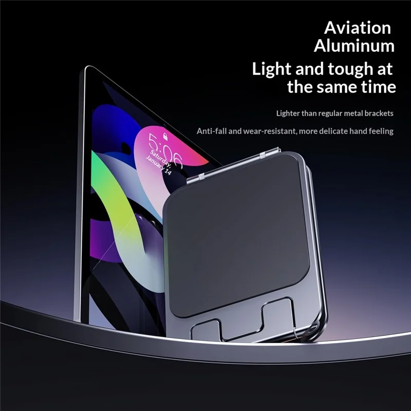 T2 MAX Foldable Phone Tablet Stand Aluminum Alloy Portable Desktop Holder for Office Study Entertainment - Grey