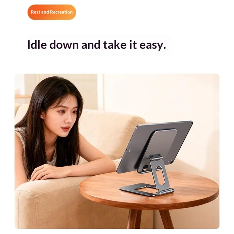 T2 MAX Foldable Phone Tablet Stand Aluminum Alloy Portable Desktop Holder for Office Study Entertainment - Grey