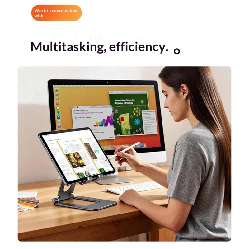 T2 MAX Foldable Phone Tablet Stand Aluminum Alloy Portable Desktop Holder for Office Study Entertainment - Grey