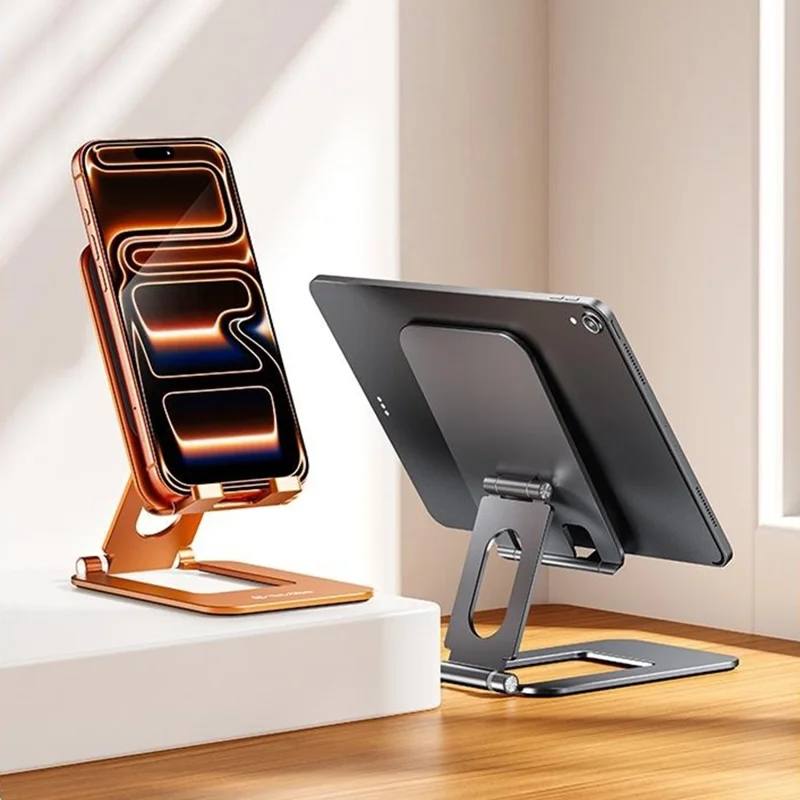 T2 MAX Foldable Phone Tablet Stand Aluminum Alloy Portable Desktop Holder for Office Study Entertainment - Orange