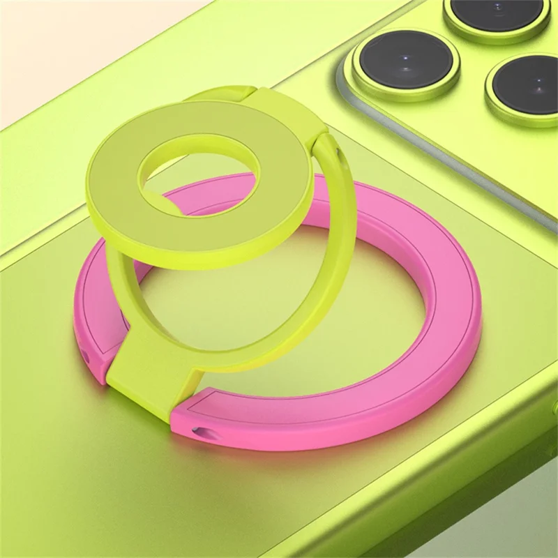 Magnetische telefoonringhouder compatibel met MagSafe Drievoudige vouw 360 graden roterende standaard multifunctionele bevestiging - Roze