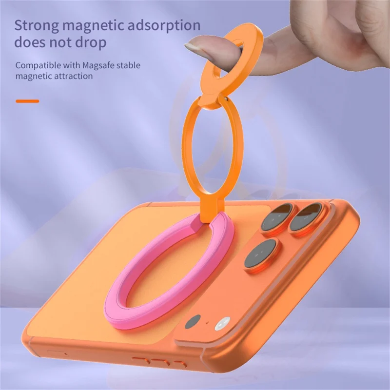 Magnetische telefoonringhouder compatibel met MagSafe Drievoudige vouw 360 graden roterende standaard multifunctionele bevestiging - Roze