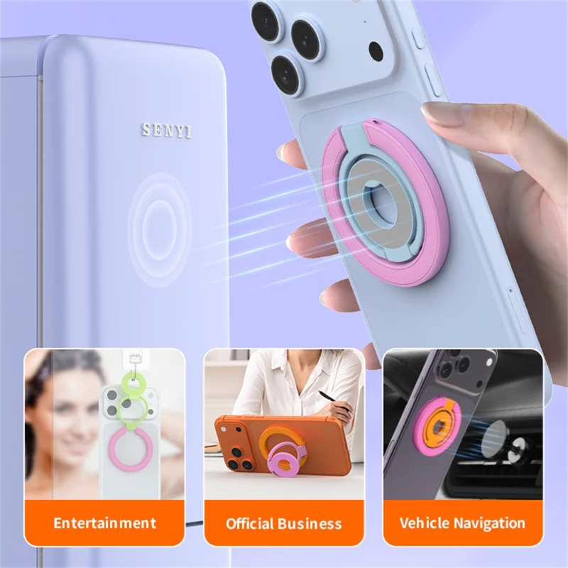 Magnetische telefoonringhouder compatibel met MagSafe Drievoudige vouw 360 graden roterende standaard multifunctionele bevestiging - Roze