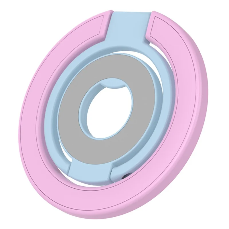 Magnetic Phone Ring Holder Compatible with MagSafe Triple Fold 360 Degrees Rotation Stand Multi-functional Mount - Pink