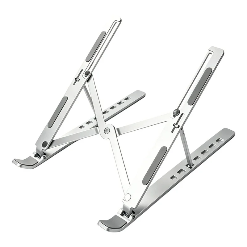 Support d'ordinateur portable pliable en acier au carbone, support de bureau réglable en hauteur sur 7 niveaux pour ordinateur portable jusqu'à 18 pouces - Argent