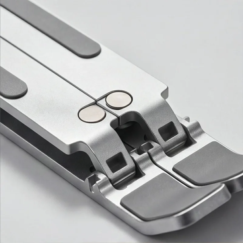 Support d'ordinateur portable pliable en acier au carbone, support de bureau réglable en hauteur sur 7 niveaux pour ordinateur portable jusqu'à 18 pouces - Argent