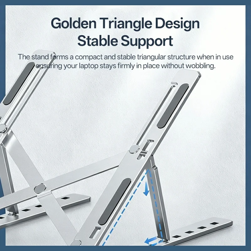 Support d'ordinateur portable pliable en acier au carbone, support de bureau réglable en hauteur sur 7 niveaux pour ordinateur portable jusqu'à 18 pouces - Argent