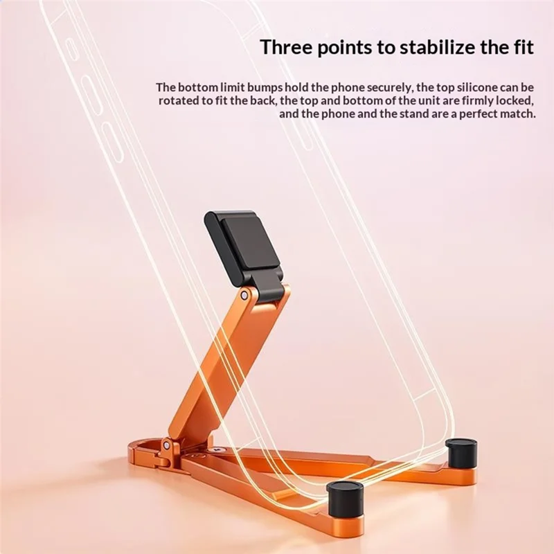 T11 Supporto per Telefono Mini Portachiavi Multifunzionale Pieghevole in Alluminio Supporto da Tavolo Portatile per Mobile - Arancione