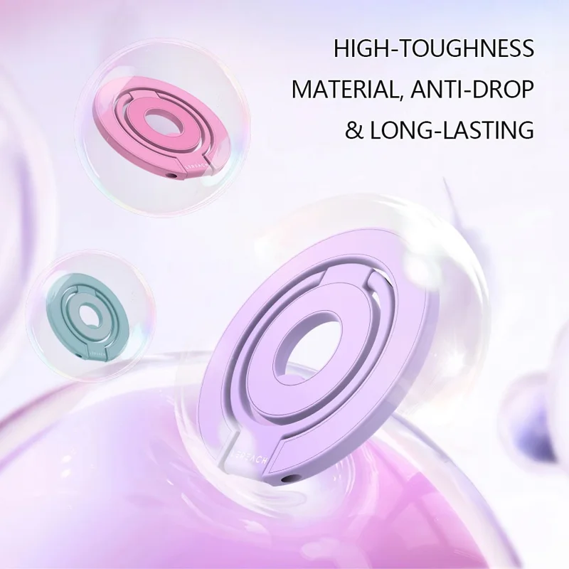 LEREACH LRFP-05 Magnetic Ring Holder Stand Triple Ring Adjustable Phone Grip Kickstand - Purple