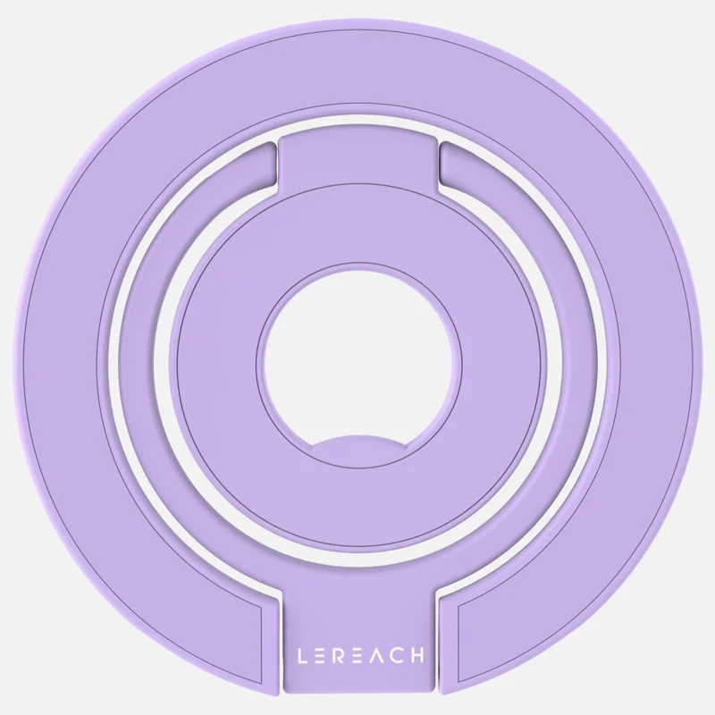 LEREACH LRFP-05 Magnetic Ring Holder Stand Triple Ring Adjustable Phone Grip Kickstand - Purple
