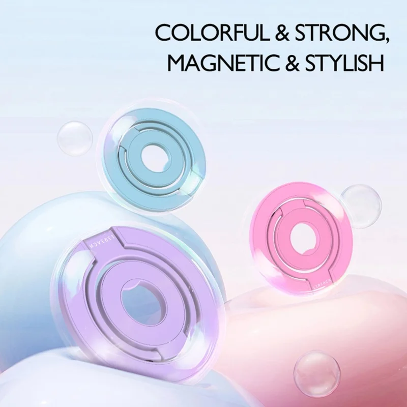LEREACH LRFP-05 Magnetic Ring Holder Stand Triple Ring Adjustable Phone Grip Kickstand - Purple