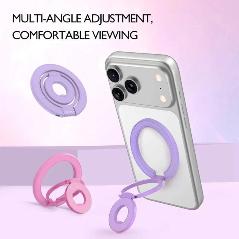 LEREACH LRFP-05 Magnetic Ring Holder Stand Triple Ring Adjustable Phone Grip Kickstand - Purple