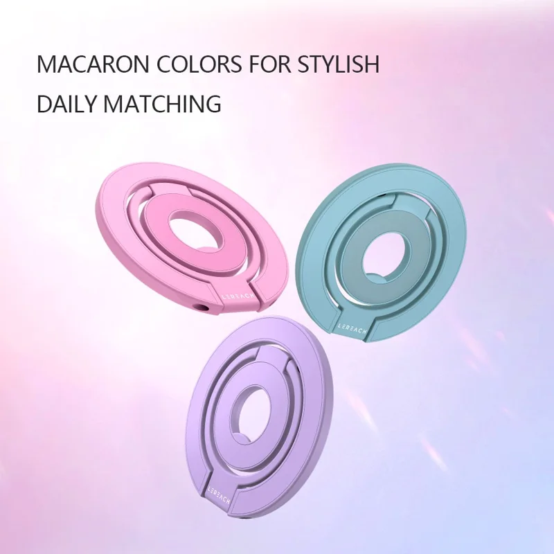 LEREACH LRFP-05 Magnetic Ring Holder Stand Triple Ring Adjustable Phone Grip Kickstand - Purple