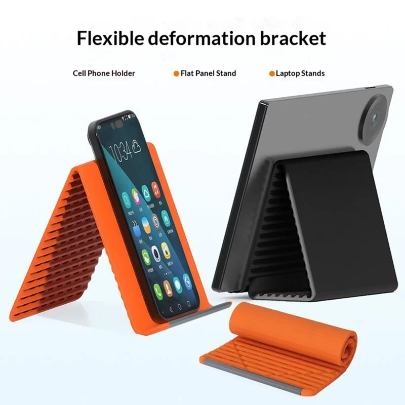 Soporte de Silicona Flexible para Escritorio Soporte Universal Plegable para Teléfono y Tableta Soporte 2 en 1 para Escritorio y Colgado - Negro