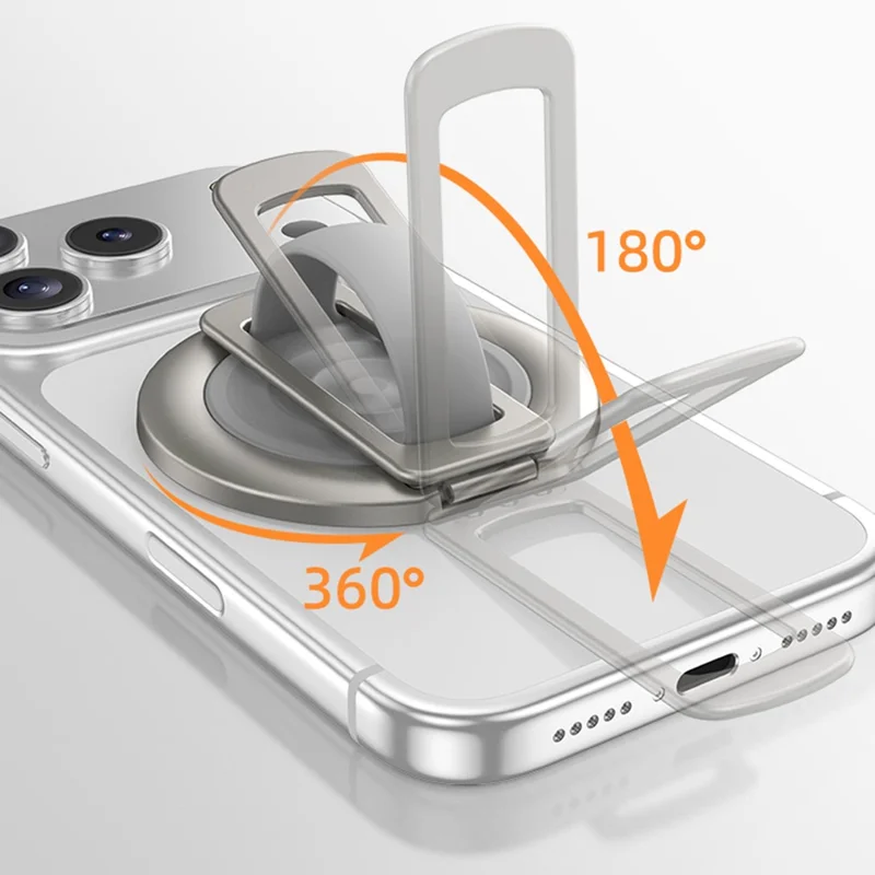 Foldable Magnetic Phone Ring Stand Liquid Silicone Aluminum Rotating Phone Holder for iPhone Android - Grey