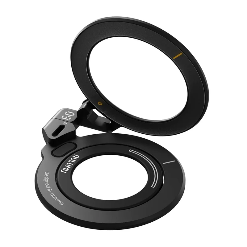 AULUMU G09 Magnetic Ring Stand 360° Rotating Finger Loop Dual-Axis Design Phone Holder Grip - Black