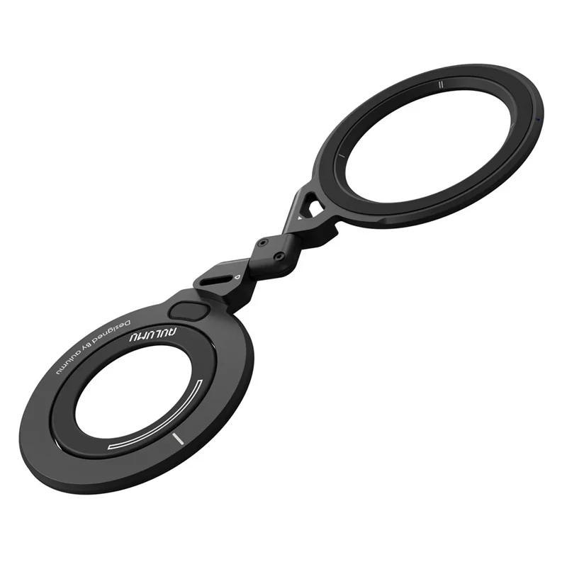 AULUMU G09 Magnetic Ring Stand 360° Rotating Finger Loop Dual-Axis Design Phone Holder Grip - Black
