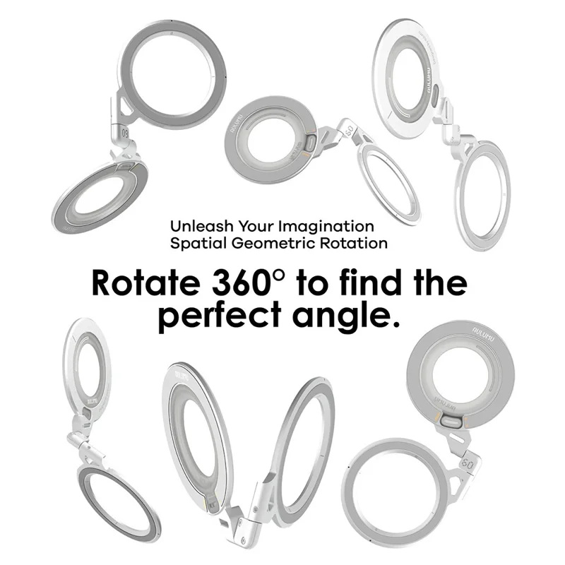 AULUMU G09 Magnetic Ring Stand 360° Rotating Finger Loop Dual-Axis Design Phone Holder Grip - Black