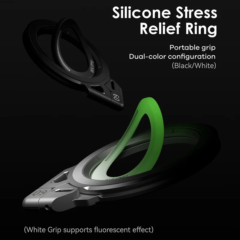 AULUMU G09 Magnetic Ring Stand 360° Rotating Finger Loop Dual-Axis Design Phone Holder Grip - Black