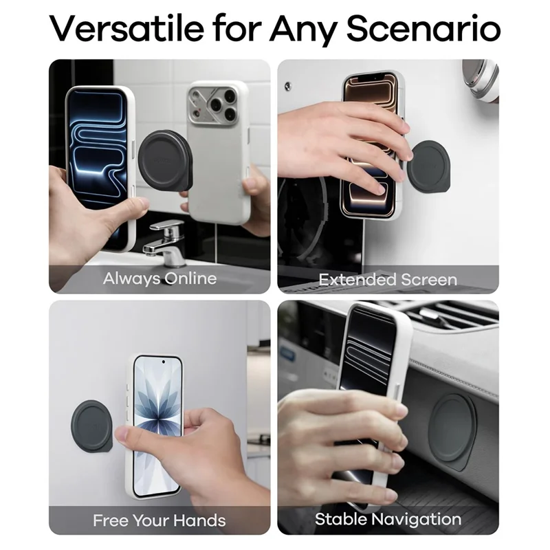 RUAULUMU AC01 Magnetic Pad Ultra-thin Reusable Phone Sticker for Car Dashboard Kitchen Wall - Grey