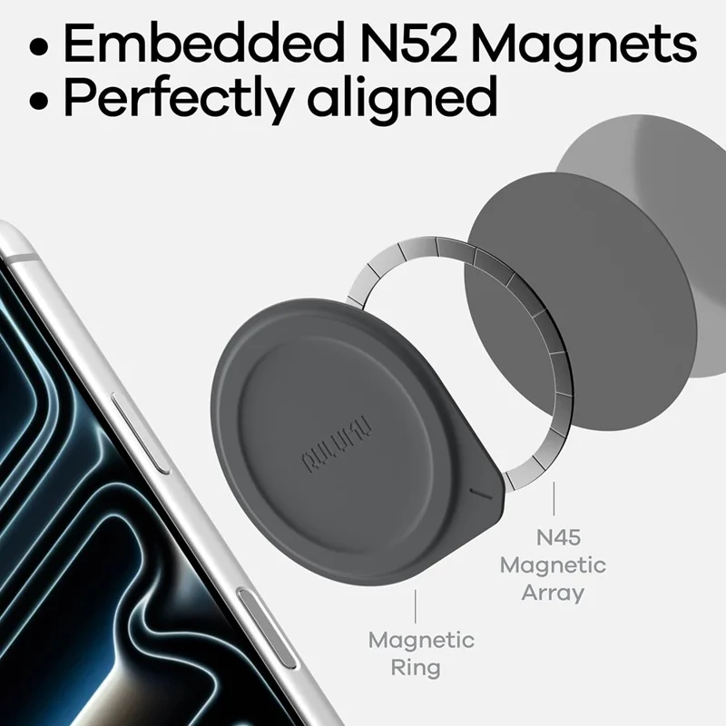 RUAULUMU AC01 Magnetic Pad Ultra-thin Reusable Phone Sticker for Car Dashboard Kitchen Wall - Grey