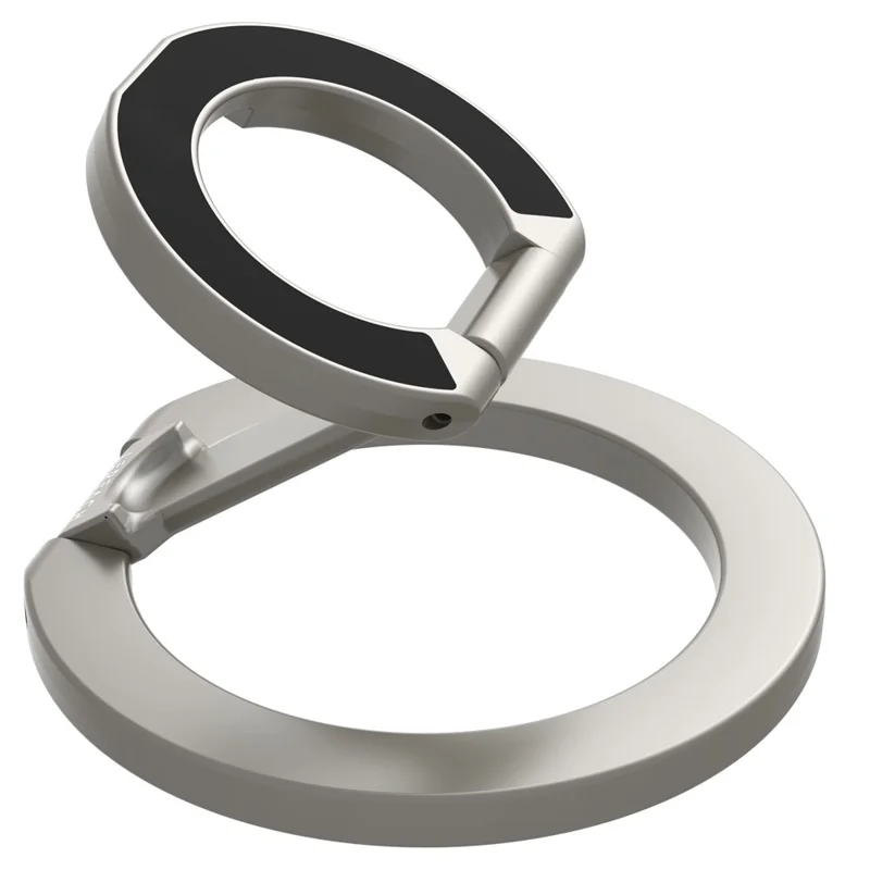 LEREACH LRFP-02 Magnetic Phone Ring Stand Dual Ring Rotating Phone Holder Grip - Silver