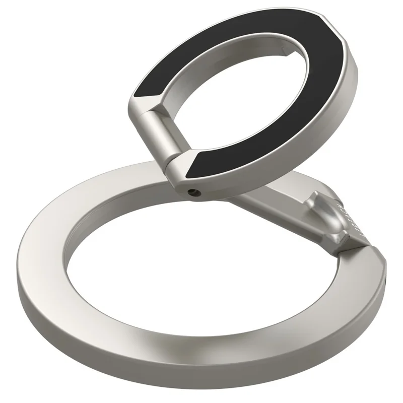 LEREACH LRFP-02 Magnetic Phone Ring Stand Dual Ring Rotating Phone Holder Grip - Silver
