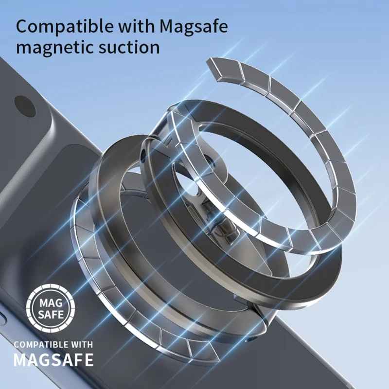 Multi-functional Magnetic Phone Stand Compatible with MagSafe 360 Degree Rotation Foldable Phone Holder with 1 / 4 Screw Hole - Black