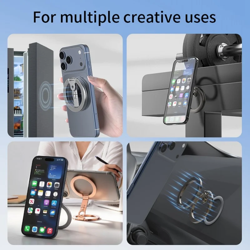 Multi-functional Magnetic Phone Stand Compatible with MagSafe 360 Degree Rotation Foldable Phone Holder with 1 / 4 Screw Hole - Black